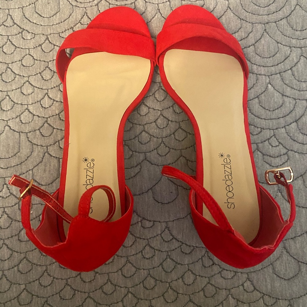 Shoe Dazzle Red Sandals with Ankle Straps
